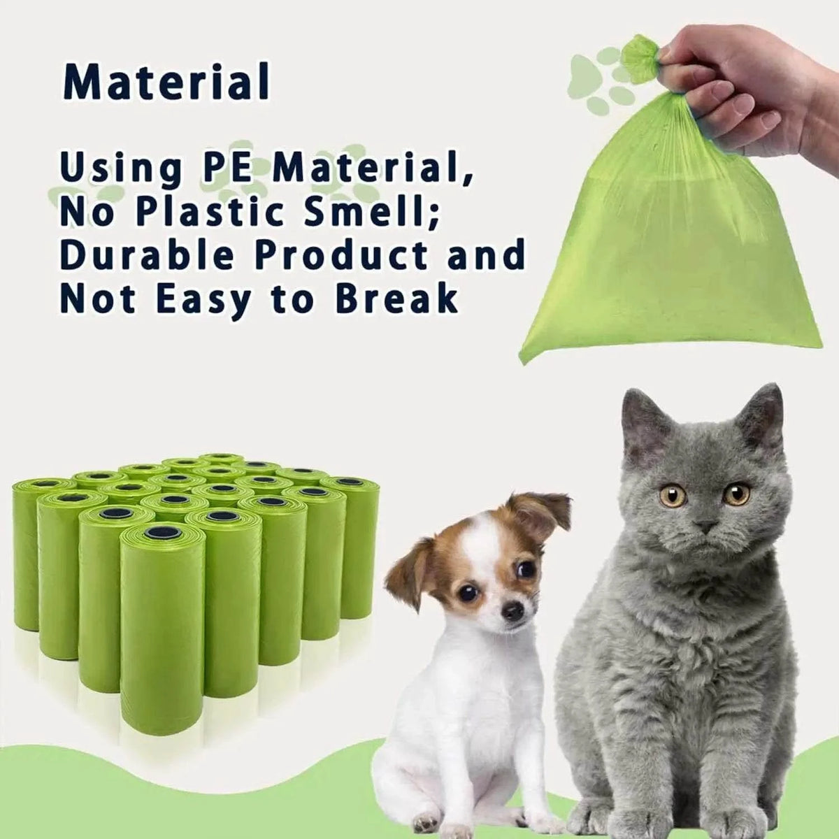 Dog bag 26 rolls, 390 bags, with 1 dispenser, dog waste bag, biodegradable, pet bag, dog poop bag, eco-friendly poops bag, green, for 6 months use, 2 bag per day.
