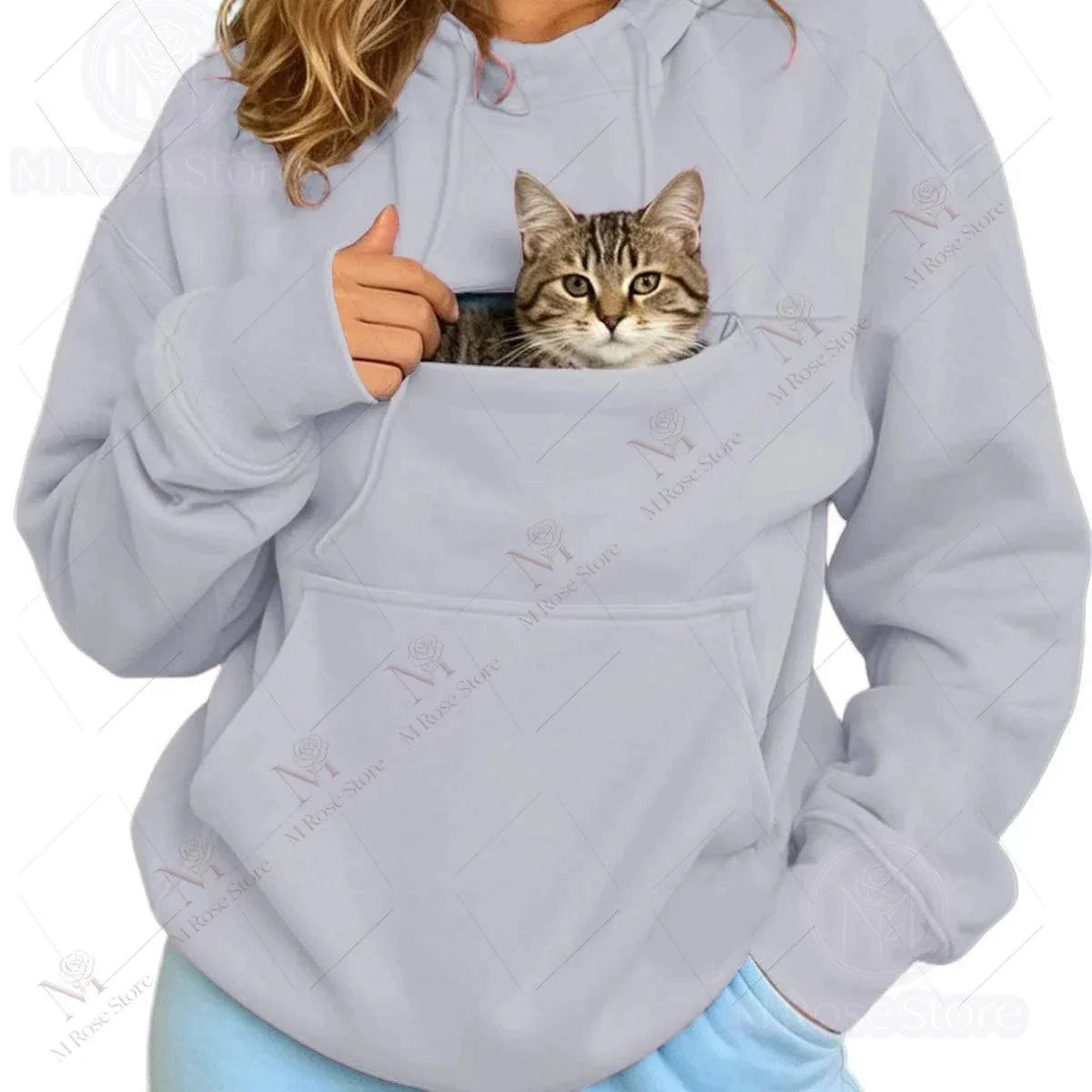 2026 Pet Carrier Hoodie with Pet Pocket Drawstring Long Sleeve Cat Dog Holding Pullover Solid Loose Casual Pet Lover Sweatshirt