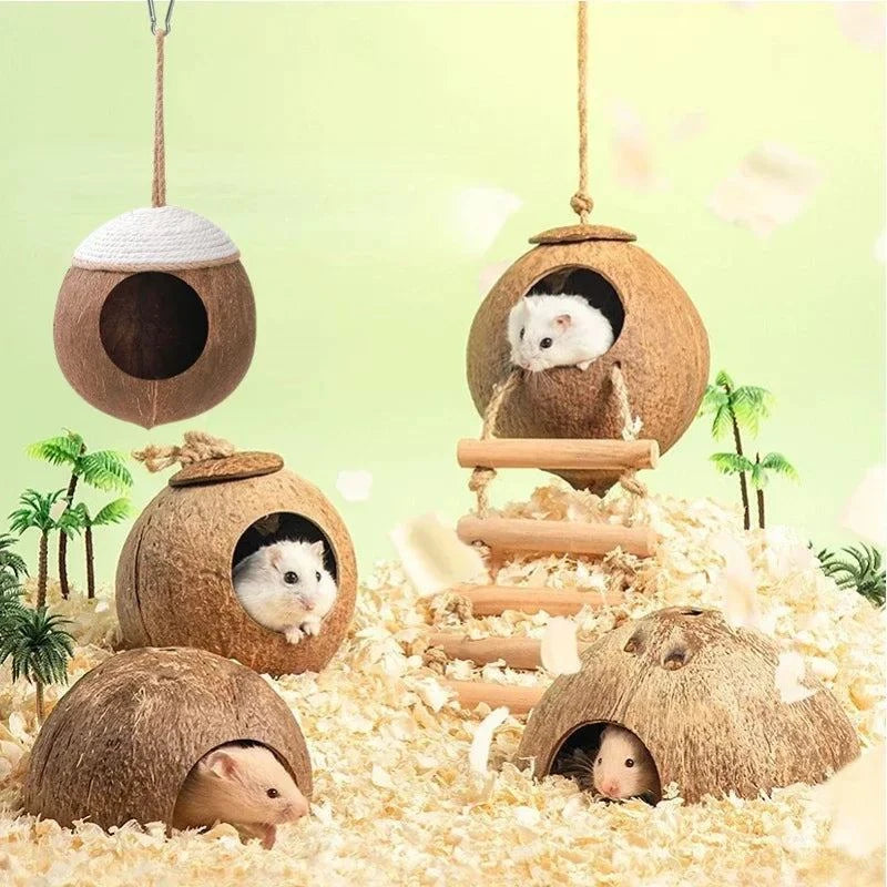 Hamster Nest Bird Nest Coconut Shell Hideout Summer Cooling Syrian Hamster Sleeping House Little Nest Toy for Fancy Mice