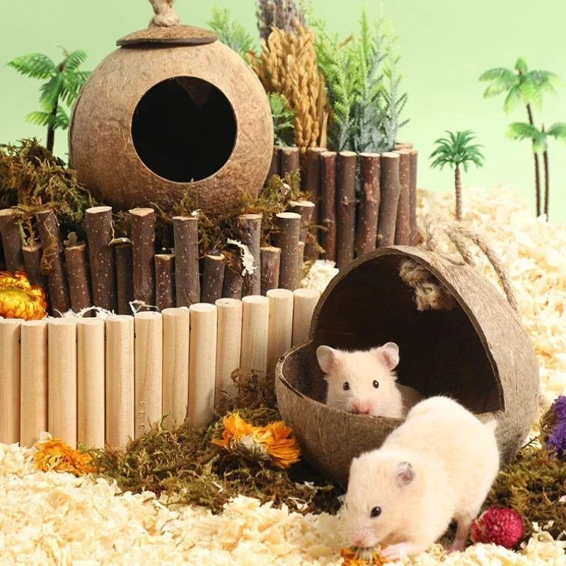 Hamster Nest Bird Nest Coconut Shell Hideout Summer Cooling Syrian Hamster Sleeping House Little Nest Toy for Fancy Mice