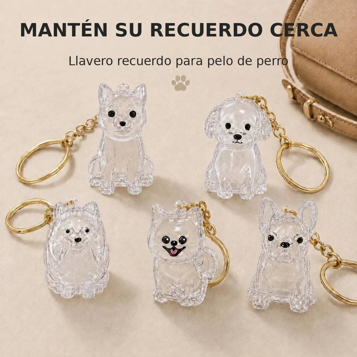 Dog Hair Keychain Pet Fur Keepsake Holder Dog Hair Storage Memorial Pendant for Dogs DIY Backpack Charm Pet Fur Souvenir Gift