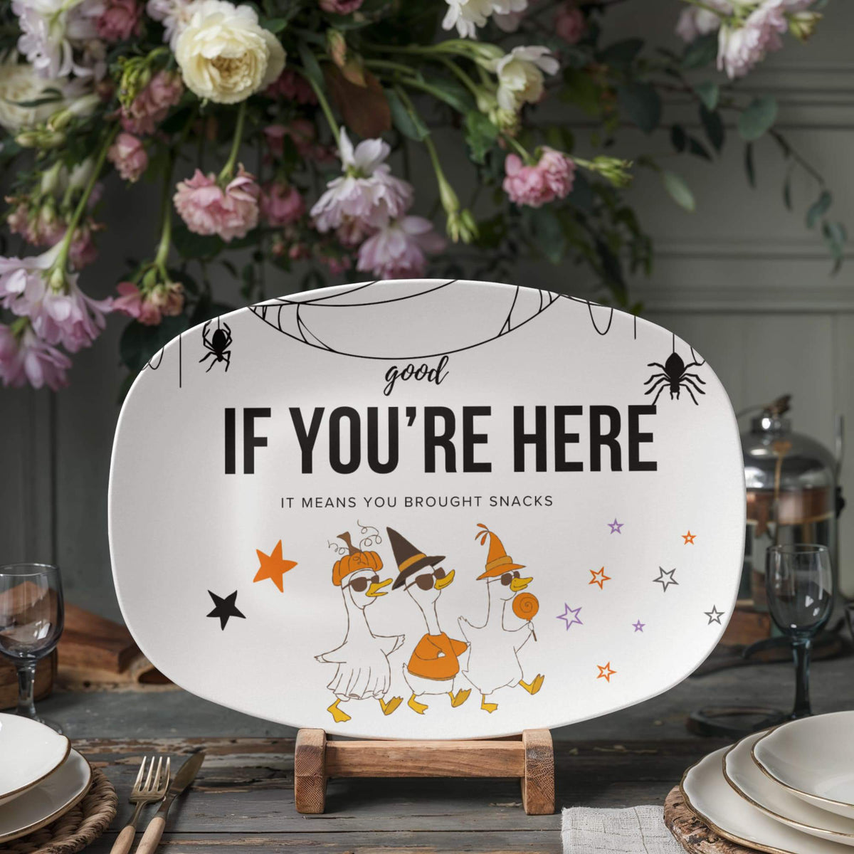 Personalized Halloween Duck Platter – 10x14" Dishwasher-Safe