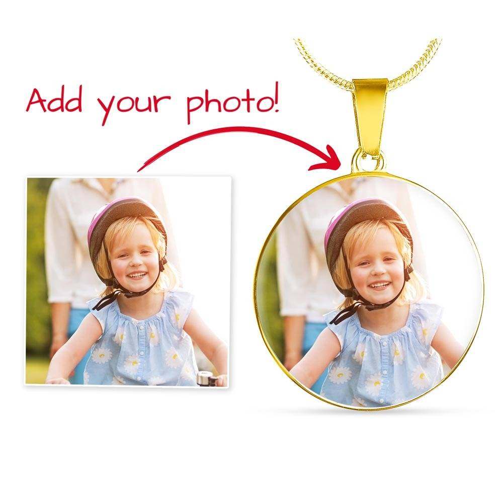 Pet Picture Necklace with Engraved Words – Custom Photo Jewelry