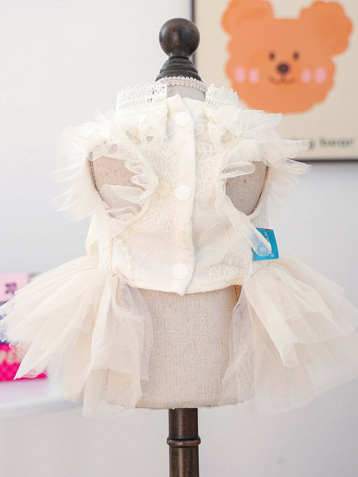 Elegant bow tulle ruffle pet dress for special occasions Elegant Dog Dress