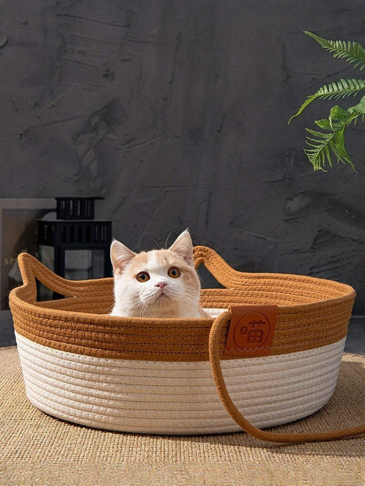 Handwoven cat ear woven pet nest cozy bed