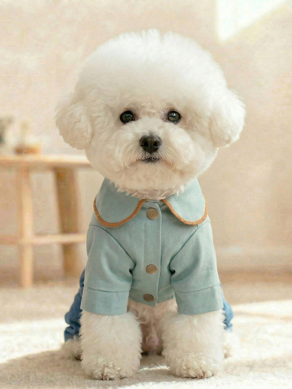 denim pet jumpsuit with bowknot casual style Denim dog outfit