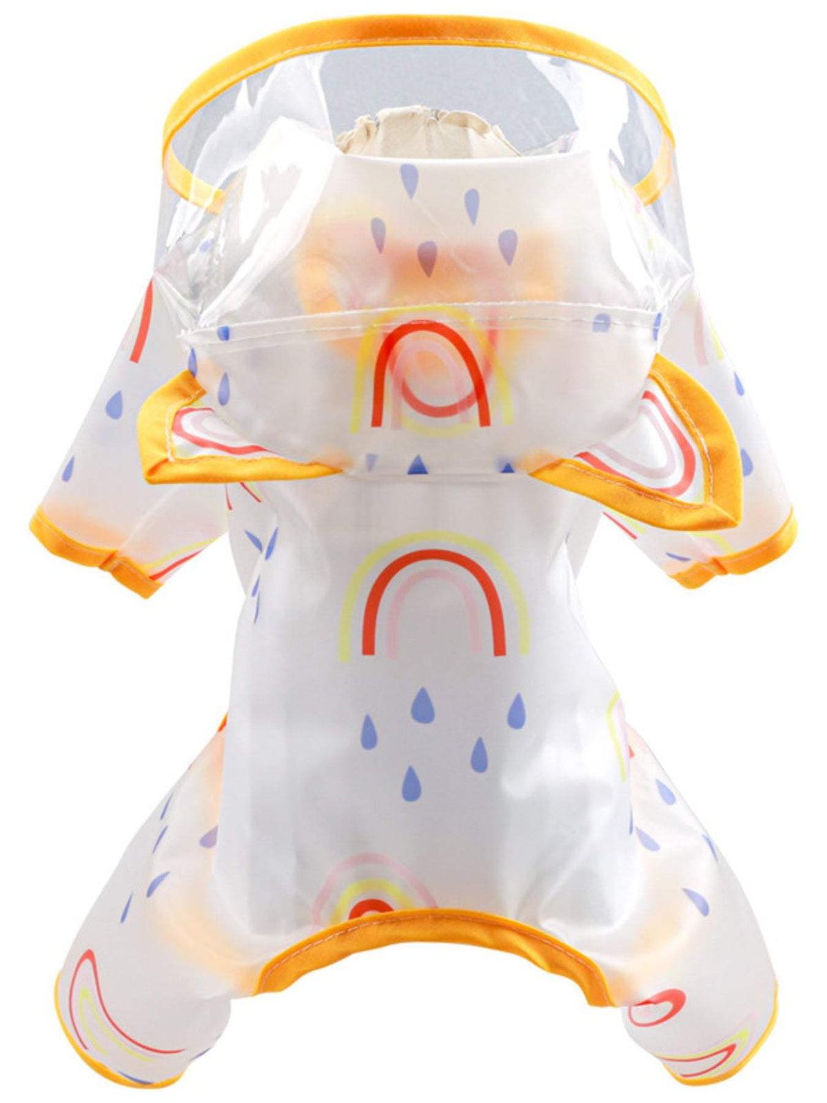 pet wearing lightweight waterproof raincoat on rainy walk dog raincoat