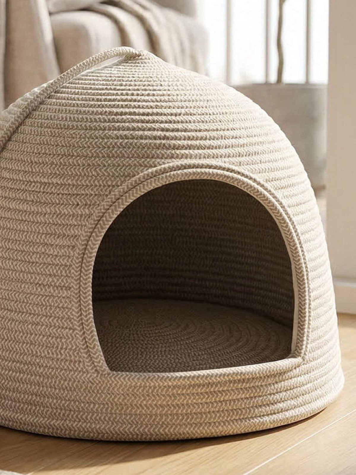 breathable woven rope dome pet nest for airy pet hideaway