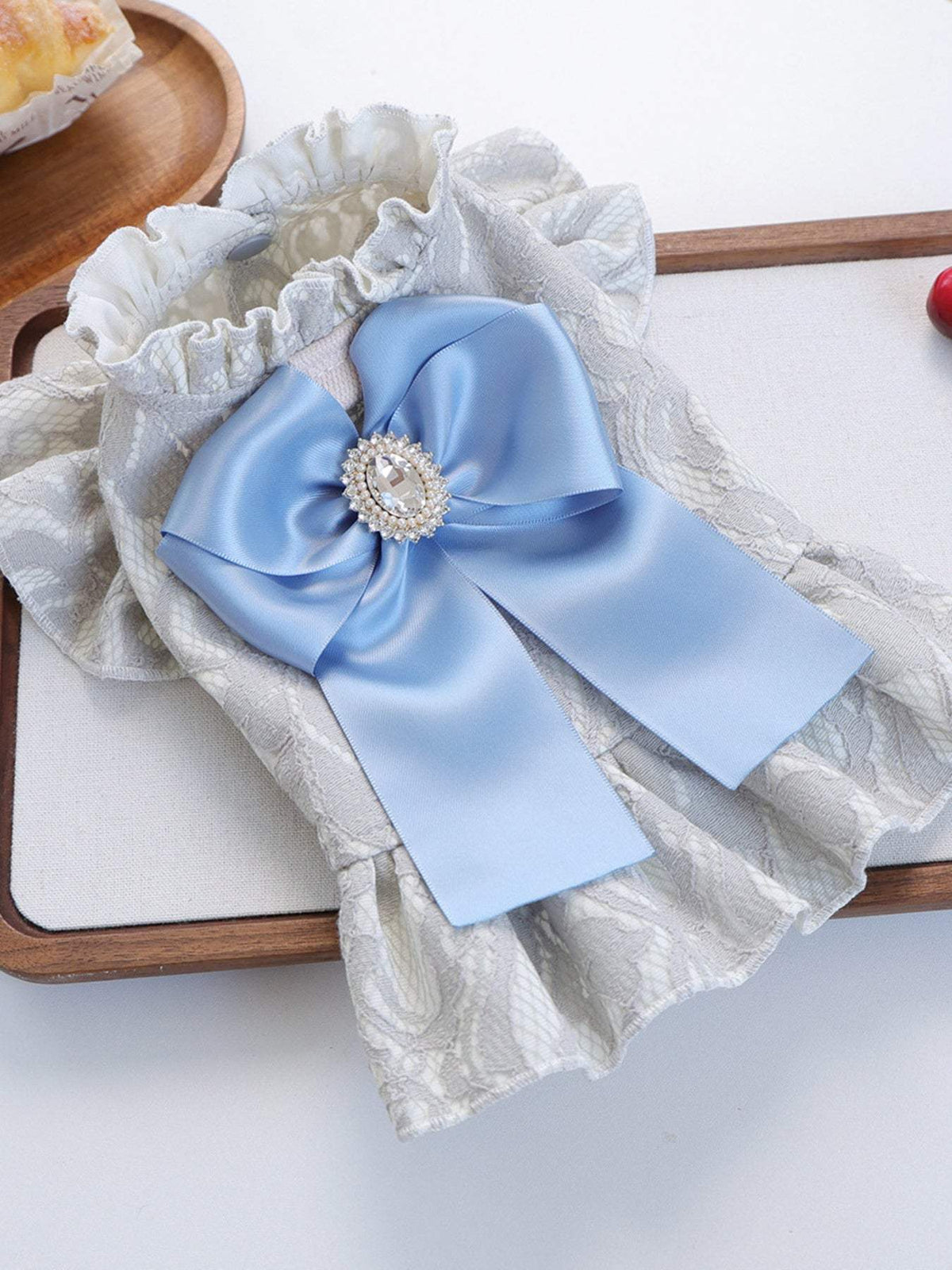 ruffled pet dress with bow for special occasions