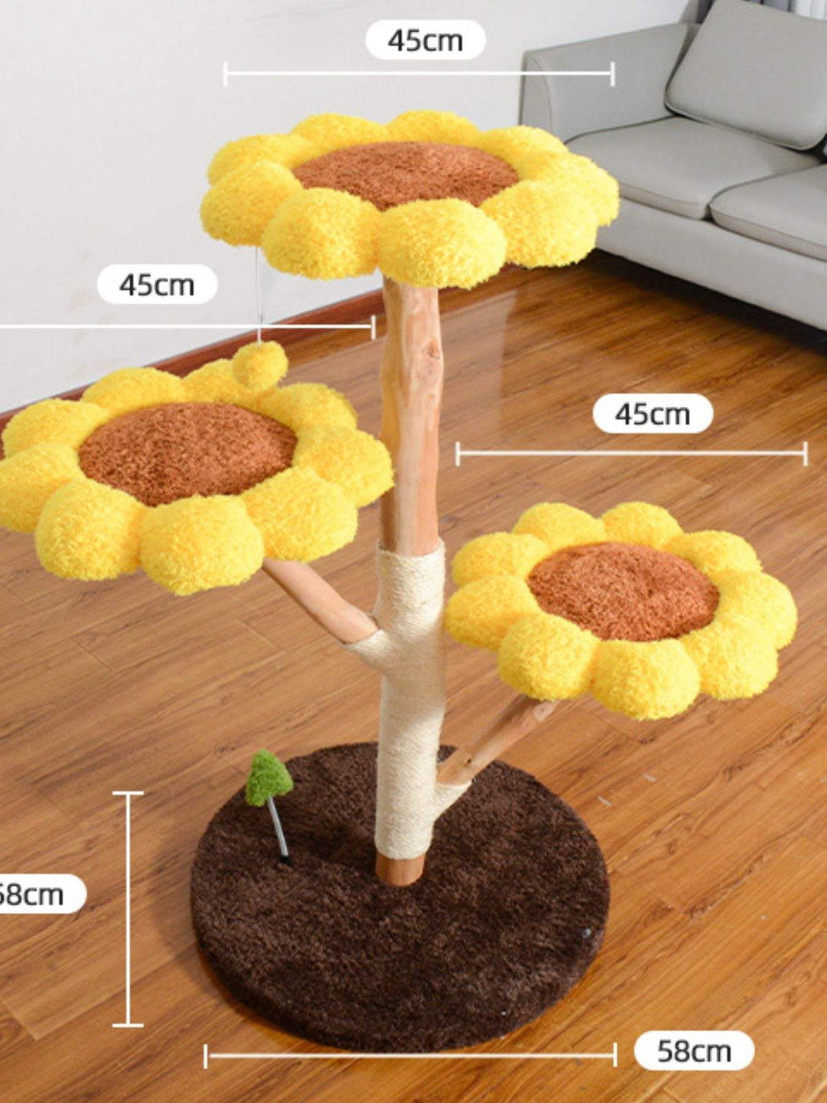 Sunflower multi-level cat tree with condo for climbing scratching and napping