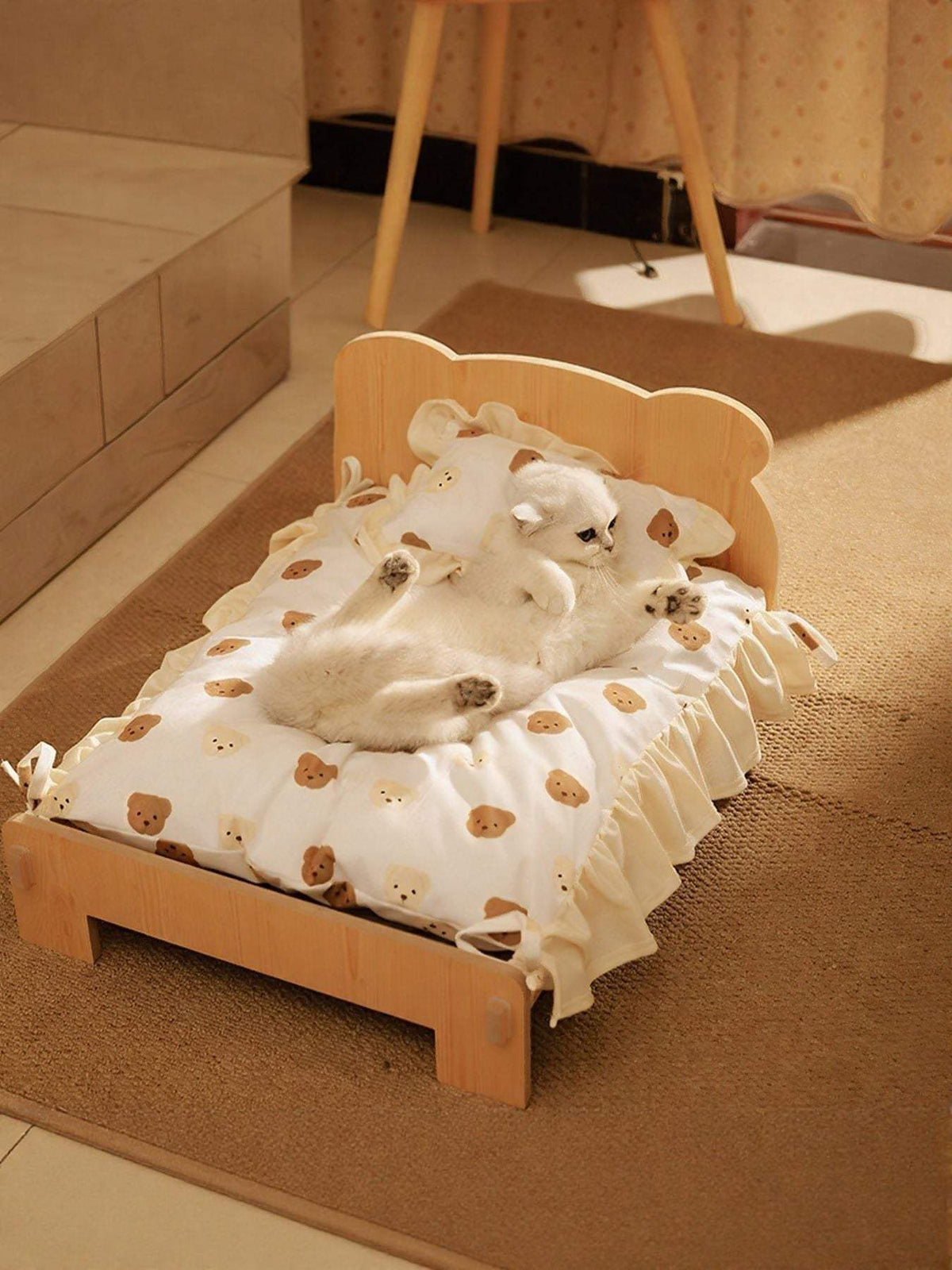 sturdy stylish wooden pet bed with wood frame