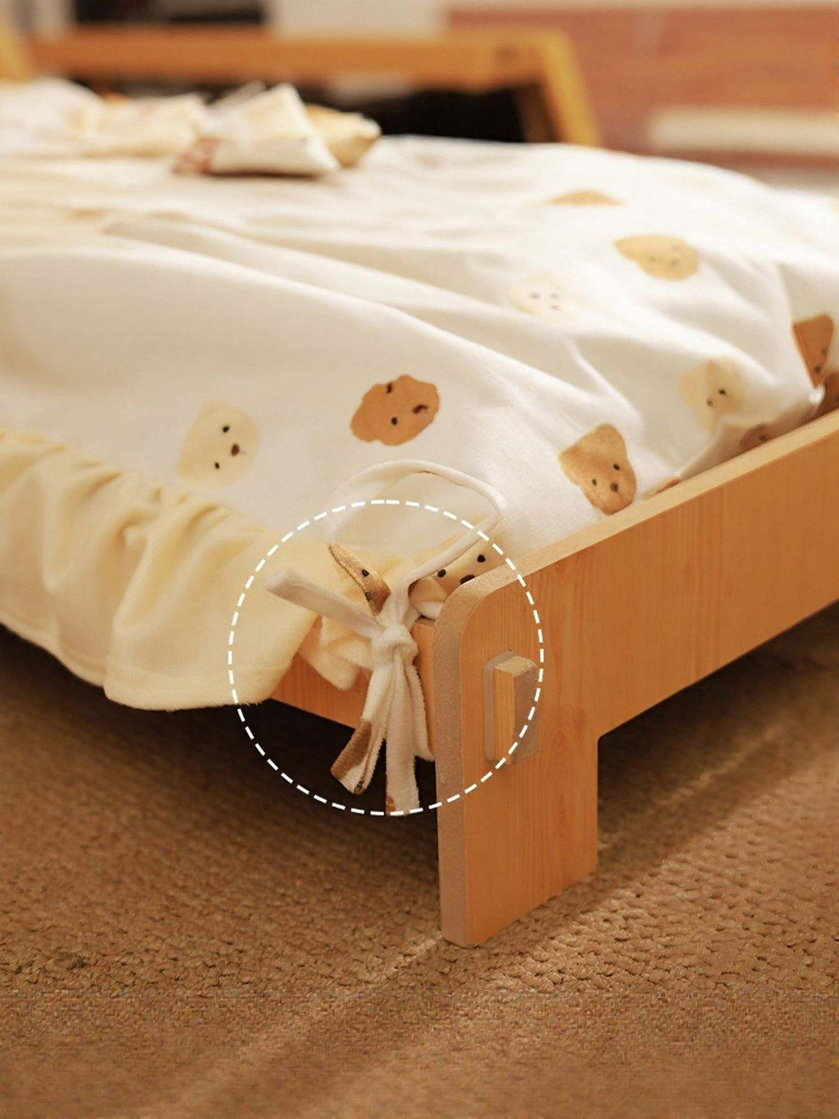 Stylish sturdy wooden pet bed with supportive frame