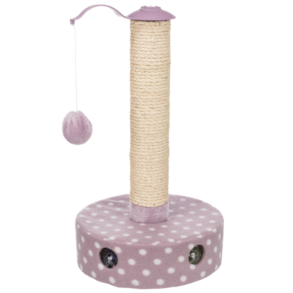 Poste para gatos Trixie Junior Fleece - Lila con topos blancos