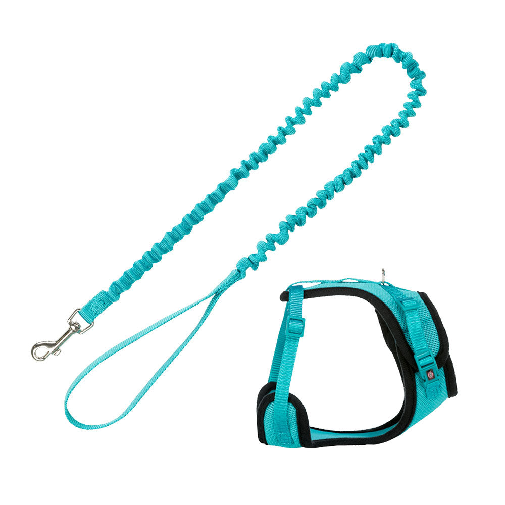 Set Trixie Mesh: Arnés con correa elástica para gatos - Color turquesa