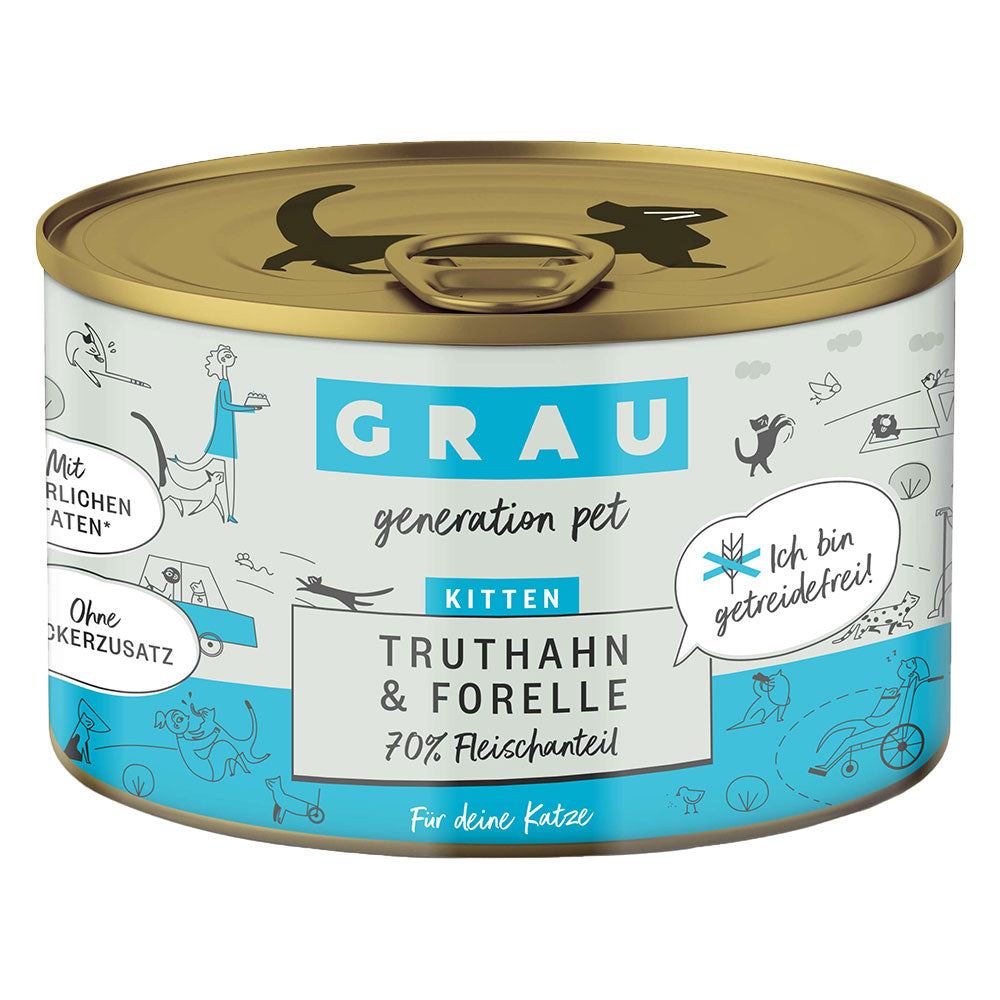 GRAU Kitten sin cereales - Pavo y trucha (24 x 200 g)
