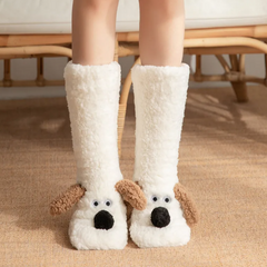 Plush Dog Socks for Women – Non-Slip Floor Socks