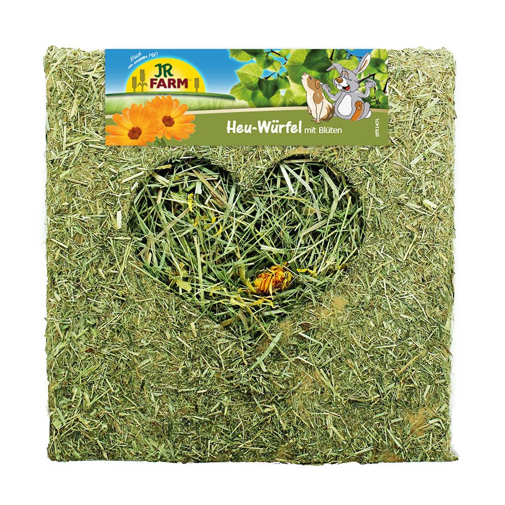 JR Farm Cubo de heno con flores - 2 x 450 g (grande) - Pack Ahorro