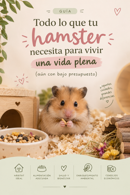 La guía completa de cuidados para tu hamster, PDF, descarga inmediata, acceso de por vida