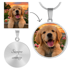 Pet Picture Necklace with Engraved Words – Custom Photo Jewelry