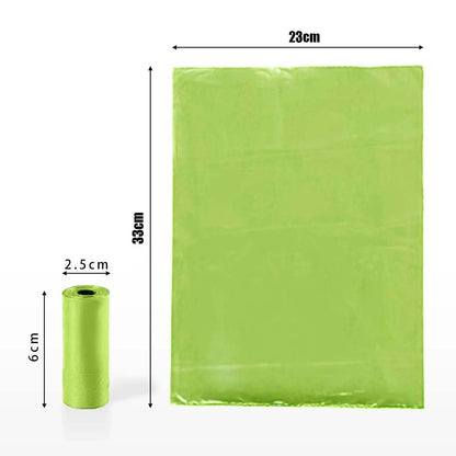 Dog bag 26 rolls, 390 bags, with 1 dispenser, dog waste bag, biodegradable, pet bag, dog poop bag, eco-friendly poops bag, green, for 6 months use, 2 bag per day.