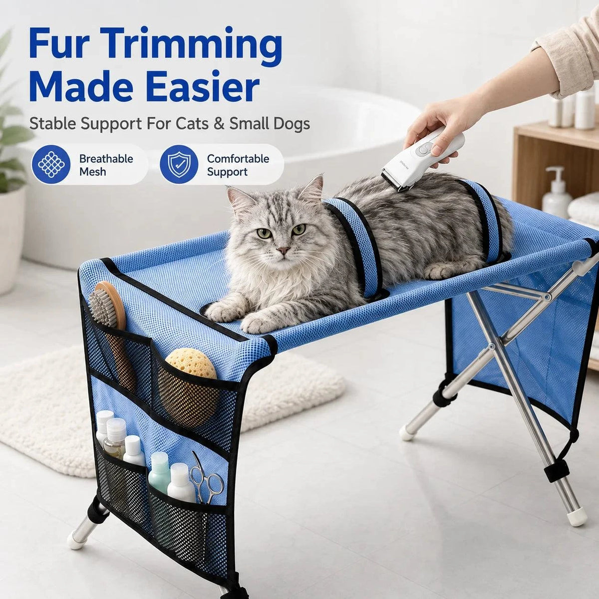 Dog Grooming Table Pet Grooming Hammock Basic Upgraded Models Foldable Bathing Nail Trimming Stand for Small Dogs Cats Home