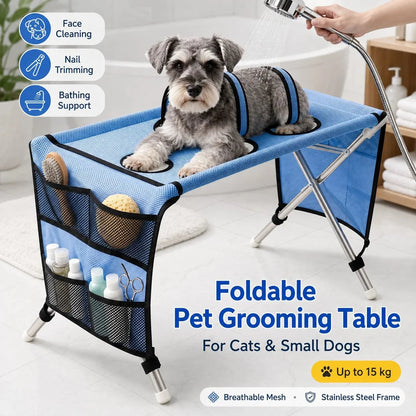 Dog Grooming Table Pet Grooming Hammock Basic Upgraded Models Foldable Bathing Nail Trimming Stand for Small Dogs Cats Home
