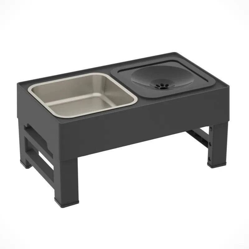 Elevated Dog Bowls 3 in 1 Pet Feeder Adjustable Raised Stand with Stainless Steel Food Water Bowls Slow-Eating Bowl for Dogs Cat