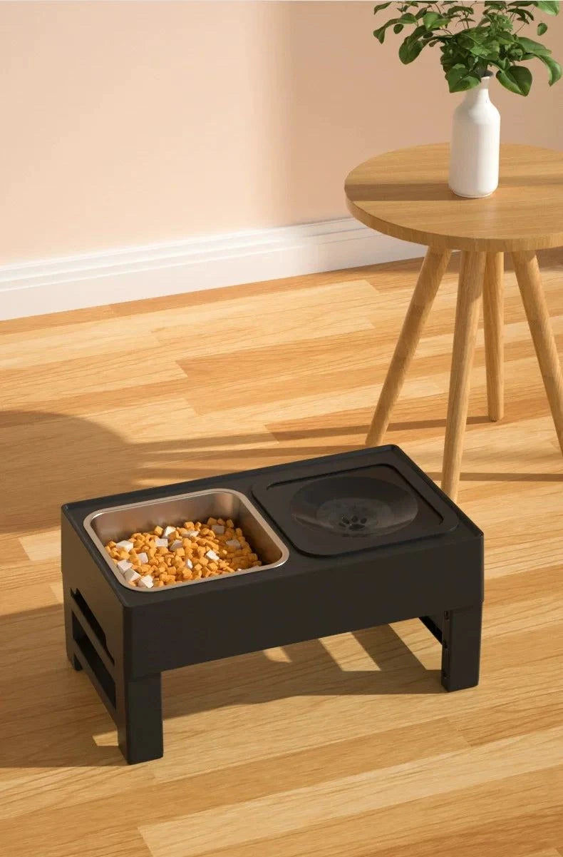 Elevated Dog Bowls 3 in 1 Pet Feeder Adjustable Raised Stand with Stainless Steel Food Water Bowls Slow-Eating Bowl for Dogs Cat