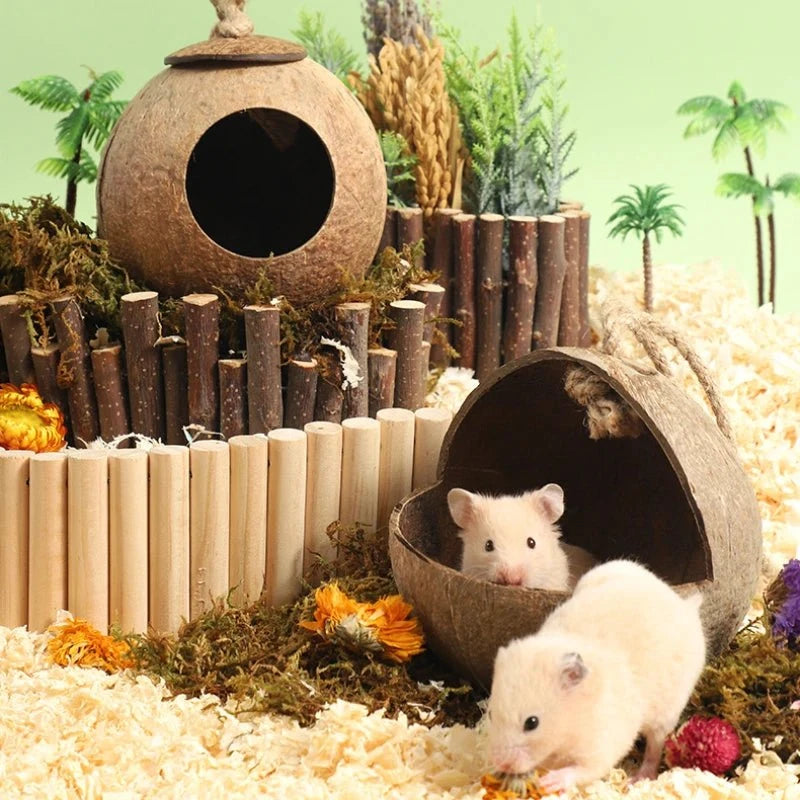 Hamster Nest Bird Nest Coconut Shell Hideout Summer Cooling Syrian Hamster Sleeping House Little Nest Toy for Fancy Mice