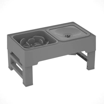 Elevated Dog Bowls 3 in 1 Pet Feeder Adjustable Raised Stand with Stainless Steel Food Water Bowls Slow-Eating Bowl for Dogs Cat