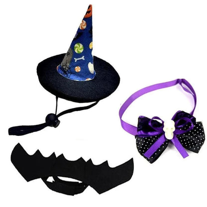 Halloween Pet Costume Set Cute Cat Cosplay Outfit Halloween Party Pet Dog Dress‑up Accessories Kitten Transformation Clothes