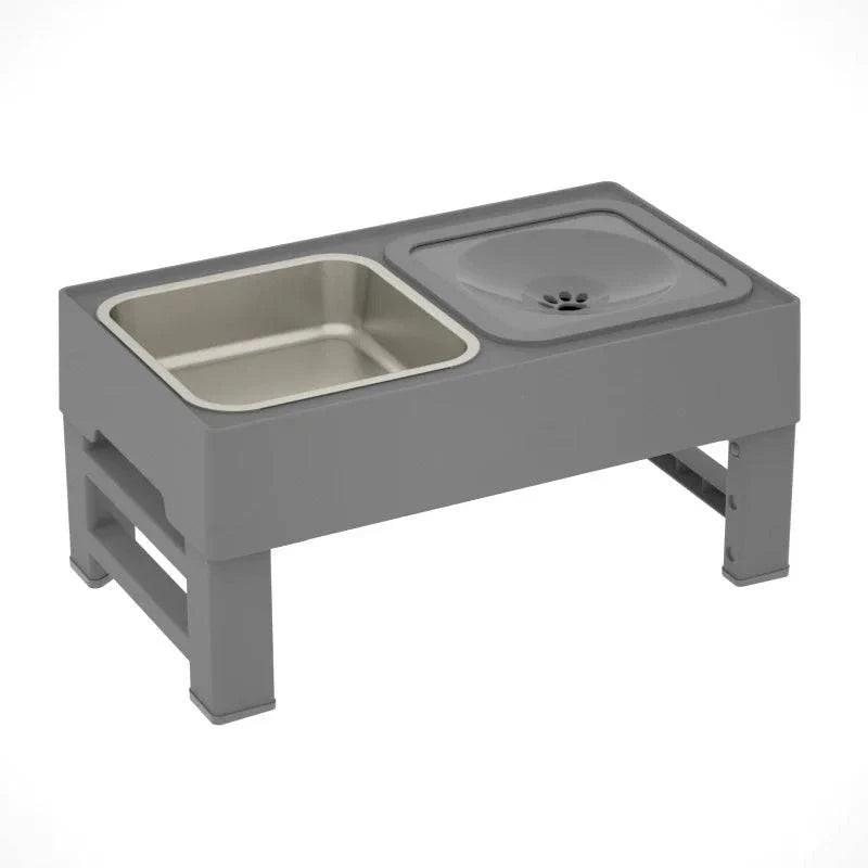 Elevated Dog Bowls 3 in 1 Pet Feeder Adjustable Raised Stand with Stainless Steel Food Water Bowls Slow-Eating Bowl for Dogs Cat