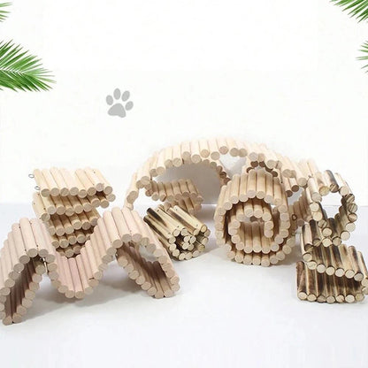 Hamster Habitat Accessories Multiple Size Wooden Bridge Cage Hamster Bendable Fence for Small Animals Climbing