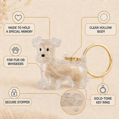 Dog Hair Keychain Pet Fur Keepsake Holder Dog Hair Storage Memorial Pendant for Dogs DIY Backpack Charm Pet Fur Souvenir Gift