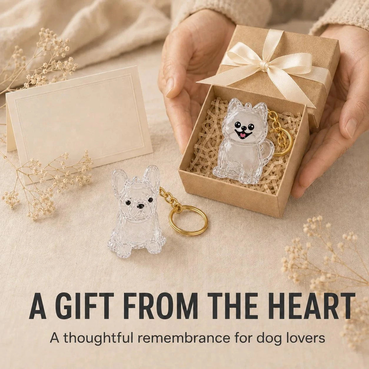Dog Hair Keychain Pet Fur Keepsake Holder Dog Hair Storage Memorial Pendant for Dogs DIY Backpack Charm Pet Fur Souvenir Gift