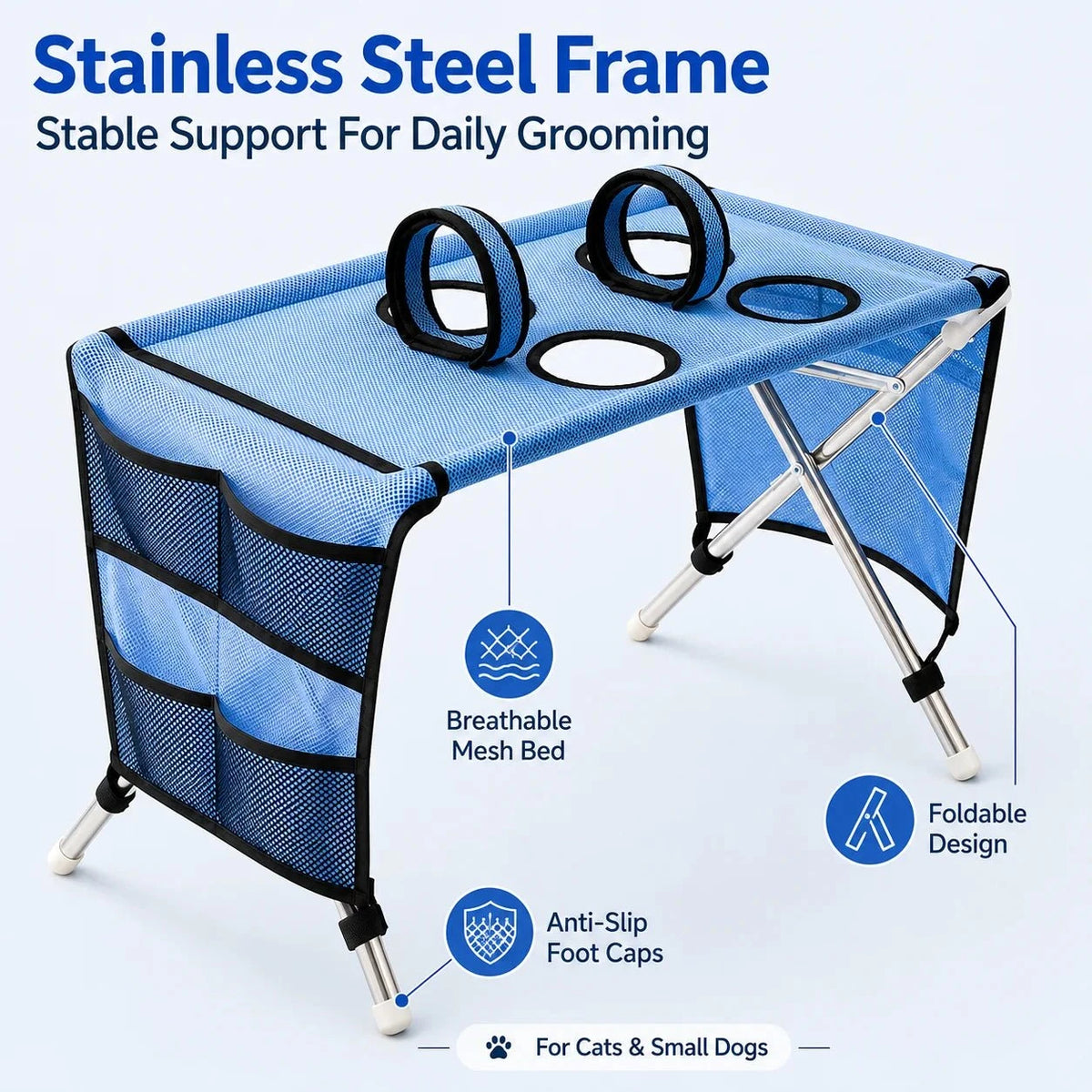 Dog Grooming Table Pet Grooming Hammock Basic Upgraded Models Foldable Bathing Nail Trimming Stand for Small Dogs Cats Home