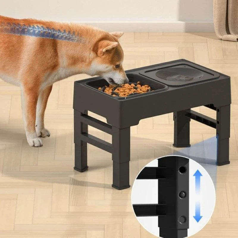 Elevated Dog Bowls 3 in 1 Pet Feeder Adjustable Raised Stand with Stainless Steel Food Water Bowls Slow-Eating Bowl for Dogs Cat