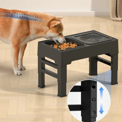 Elevated Dog Bowls 3 in 1 Pet Feeder Adjustable Raised Stand with Stainless Steel Food Water Bowls Slow-Eating Bowl for Dogs Cat