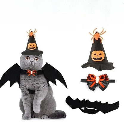 Halloween Pet Costume Set Cute Cat Cosplay Outfit Halloween Party Pet Dog Dress‑up Accessories Kitten Transformation Clothes