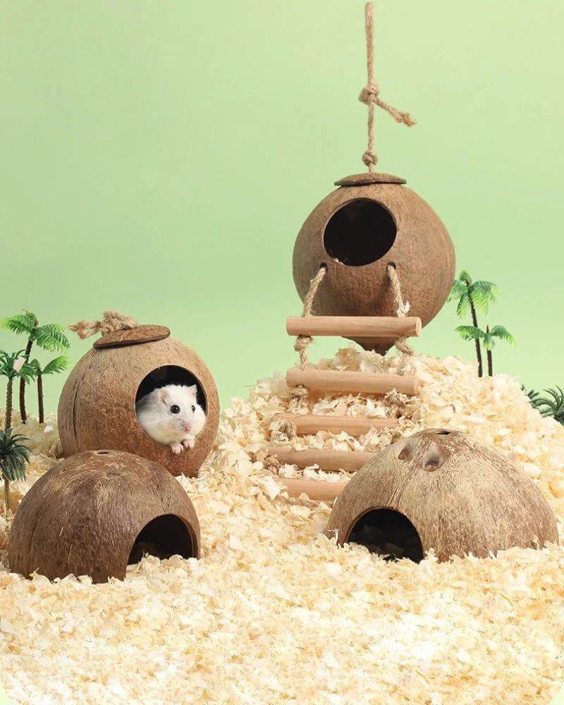 Hamster Nest Bird Nest Coconut Shell Hideout Summer Cooling Syrian Hamster Sleeping House Little Nest Toy for Fancy Mice
