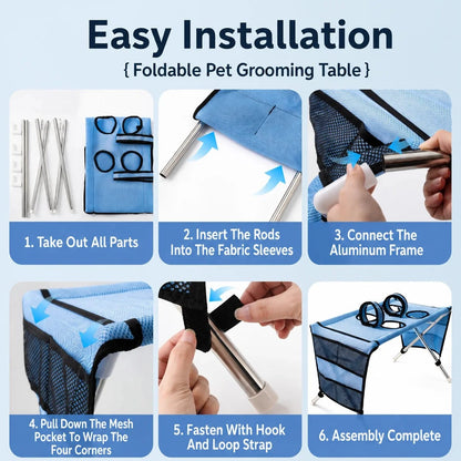 Dog Grooming Table Pet Grooming Hammock Basic Upgraded Models Foldable Bathing Nail Trimming Stand for Small Dogs Cats Home