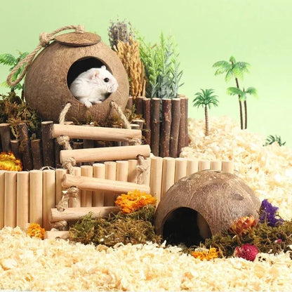 Hamster Nest Bird Nest Coconut Shell Hideout Summer Cooling Syrian Hamster Sleeping House Little Nest Toy for Fancy Mice