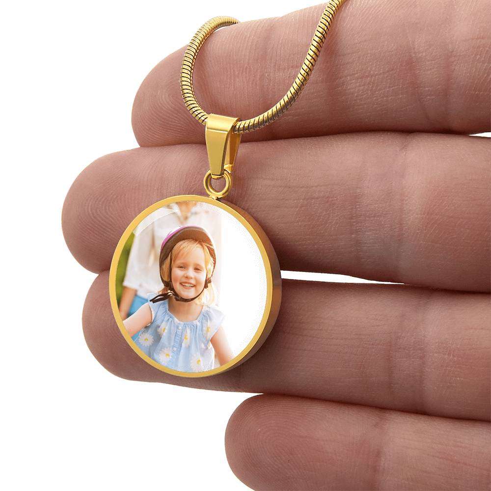 Pet Picture Necklace with Engraved Words – Custom Photo Jewelry