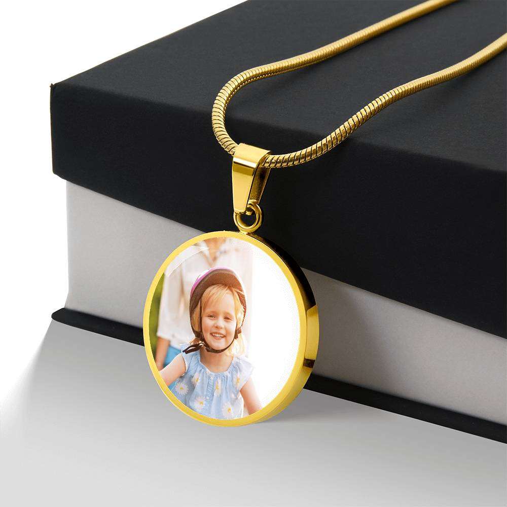 Pet Picture Necklace with Engraved Words – Custom Photo Jewelry