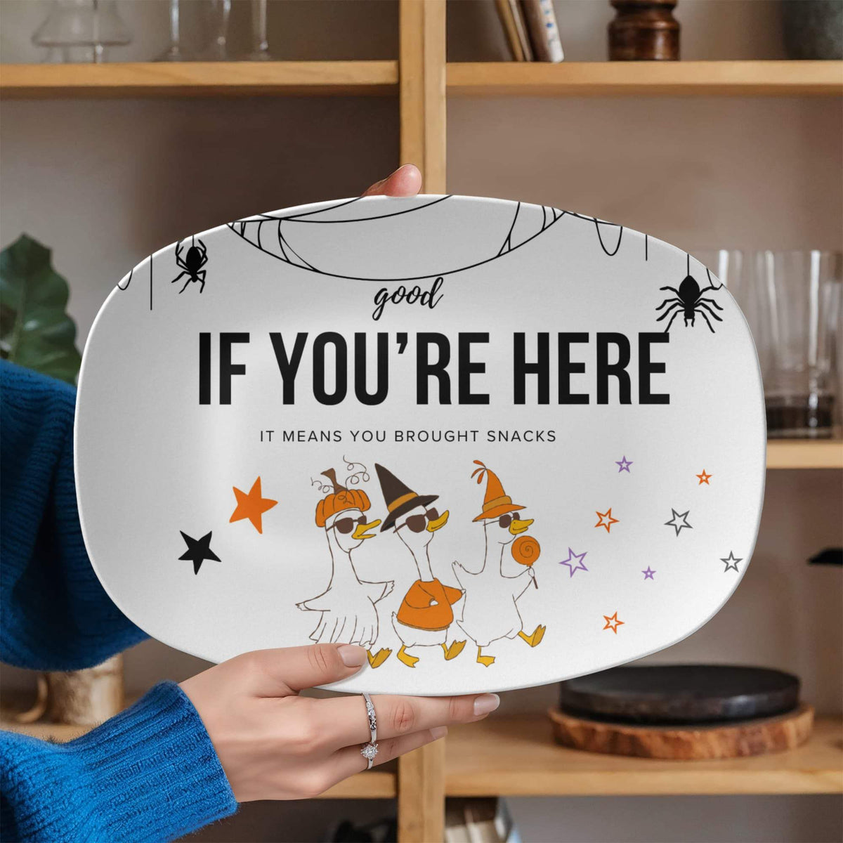 Personalized Halloween Duck Platter – 10x14" Dishwasher-Safe