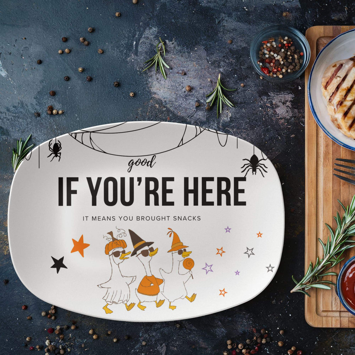 Personalized Halloween Duck Platter – 10x14" Dishwasher-Safe