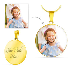 Pet Picture Necklace with Engraved Words – Custom Photo Jewelry