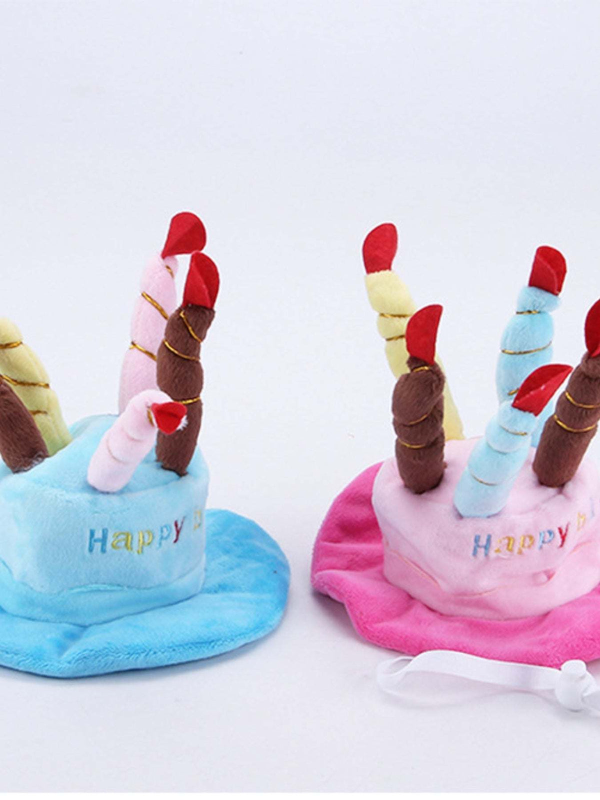 Pet wearing birthday cake candle hat for fun photo prop Dog Birthday Hat