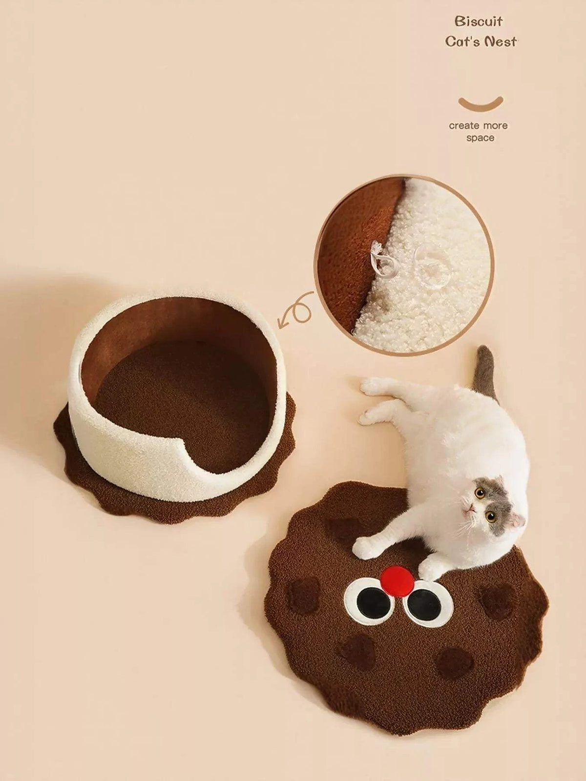 soft biscuit style pet nest round cuddle bed for small pets