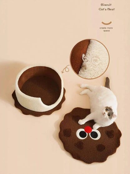 soft biscuit style pet nest round cuddle bed for small pets
